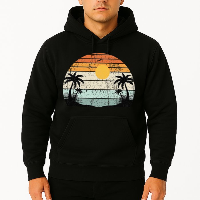 Sunshine Summer Vibes Palm Trees Beach Retro Tropical Summer Hoodie