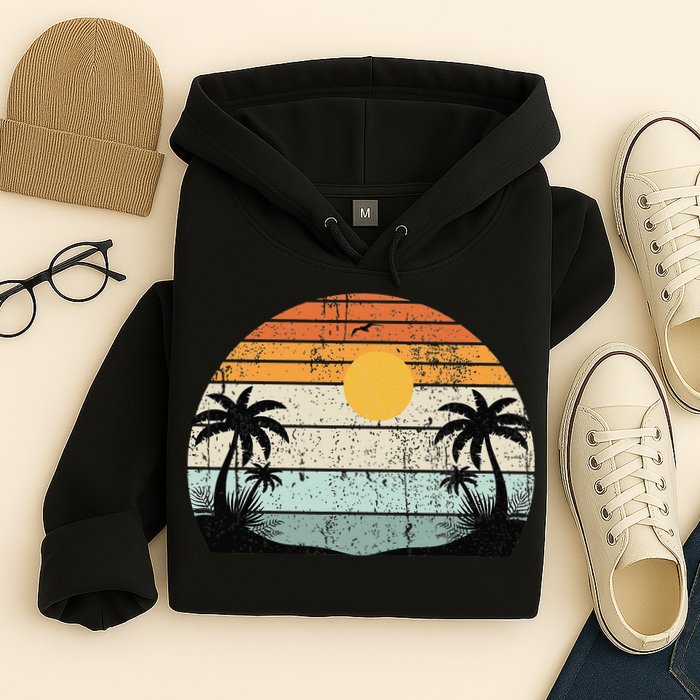 Sunshine Summer Vibes Palm Trees Beach Retro Tropical Summer Hoodie