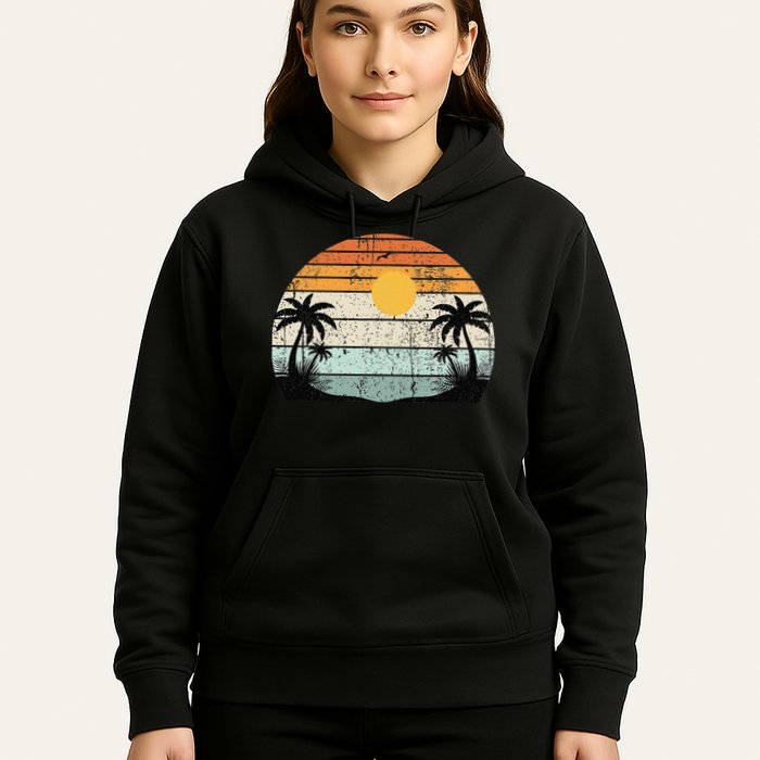 Sunshine Summer Vibes Palm Trees Beach Retro Tropical Summer Hoodie