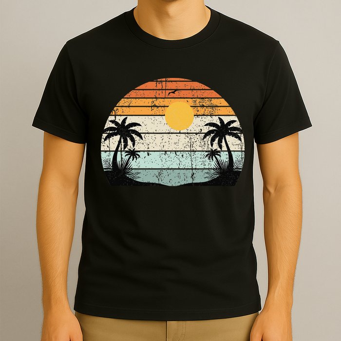 Sunshine Summer Vibes Palm Trees Beach Retro Tropical Summer T-Shirt