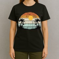 Sunshine Summer Vibes Palm Trees Beach Retro Tropical Summer T-Shirt