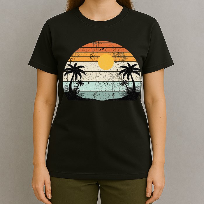 Sunshine Summer Vibes Palm Trees Beach Retro Tropical Summer T-Shirt