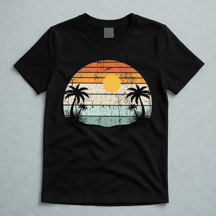 Sunshine Summer Vibes Palm Trees Beach Retro Tropical Summer T-Shirt