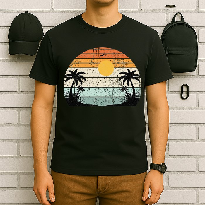 Sunshine Summer Vibes Palm Trees Beach Retro Tropical Summer T-Shirt