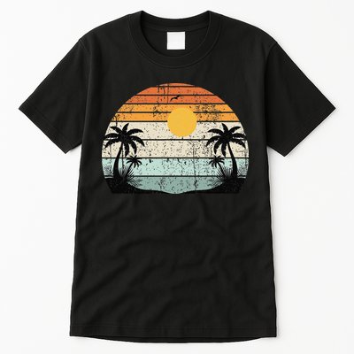 Sunshine Summer Vibes Palm Trees Beach Retro Tropical Summer Tall T-Shirt