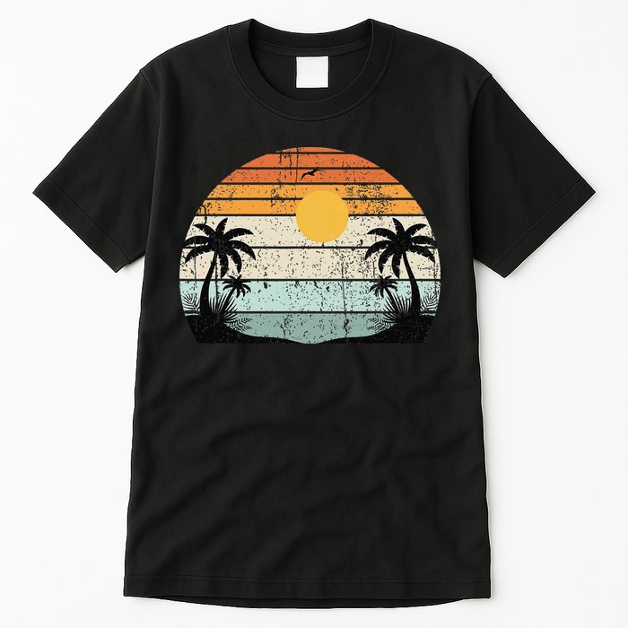 Sunshine Summer Vibes Palm Trees Beach Retro Tropical Summer Tall T-Shirt