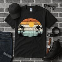 Sunshine Summer Vibes Palm Trees Beach Retro Tropical Summer Tall T-Shirt