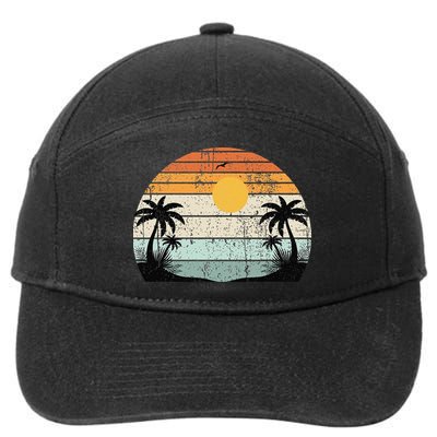 Sunshine Summer Vibes Palm Trees Beach Retro Tropical Summer 7-Panel Snapback Hat