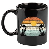 Sunshine Summer Vibes Palm Trees Beach Retro Tropical Summer 11oz C Handle Ceramic Mug
