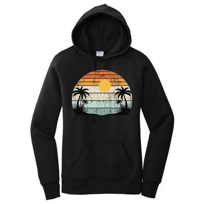 Sunshine Summer Vibes Palm Trees Beach Retro Tropical Summer Women's Pullover Hoodie