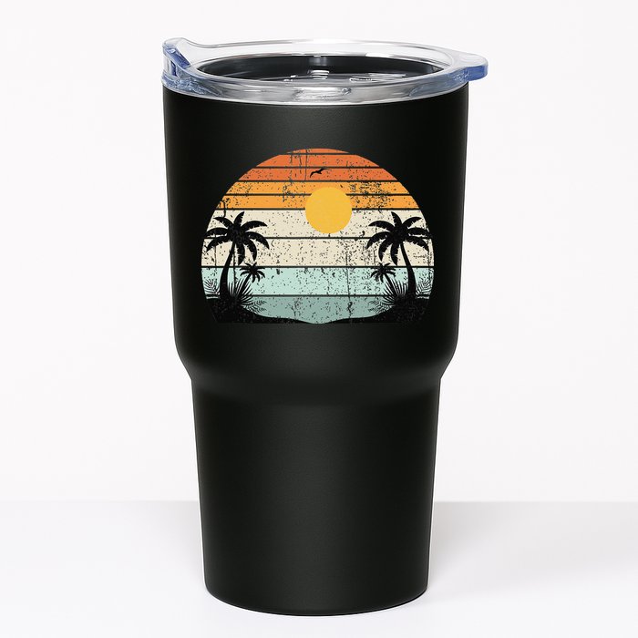 Sunshine Summer Vibes Palm Trees Beach Retro Tropical Summer Tumbler