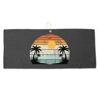 Sunshine Summer Vibes Palm Trees Beach Retro Tropical Summer Large Microfiber Waffle Golf Towel
