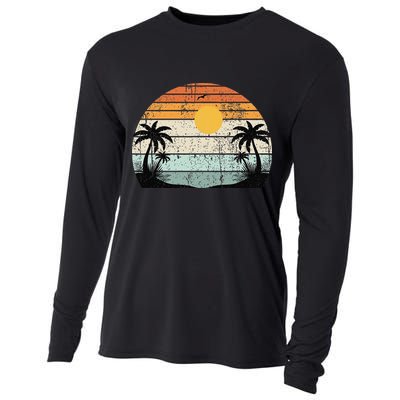 Sunshine Summer Vibes Palm Trees Beach Retro Tropical Summer Cooling Performance Long Sleeve Crew