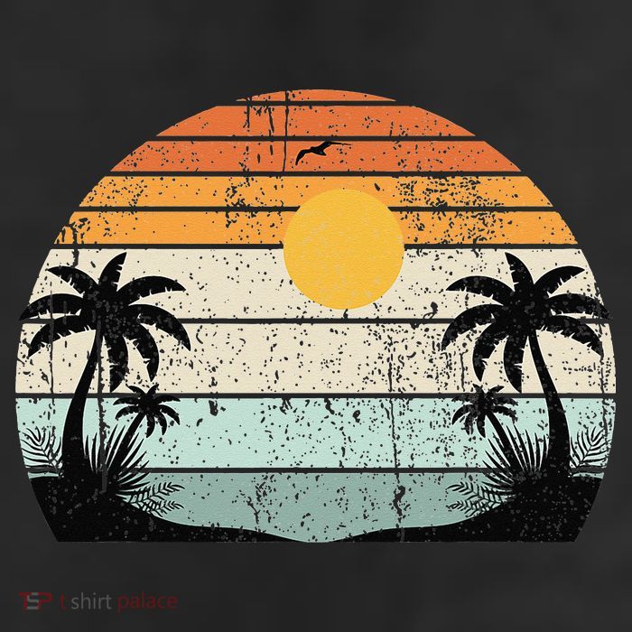 Sunshine Summer Vibes Palm Trees Beach Retro Tropical Summer 25L Jumbo Tote