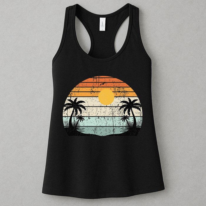 Sunshine Summer Vibes Palm Trees Beach Retro Tropical Summer Womens Tank Top