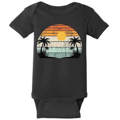 Sunshine Summer Vibes Palm Trees Beach Retro Tropical Summer Baby Bodysuit