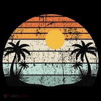 Sunshine Summer Vibes Palm Trees Beach Retro Tropical Summer Baby Bodysuit