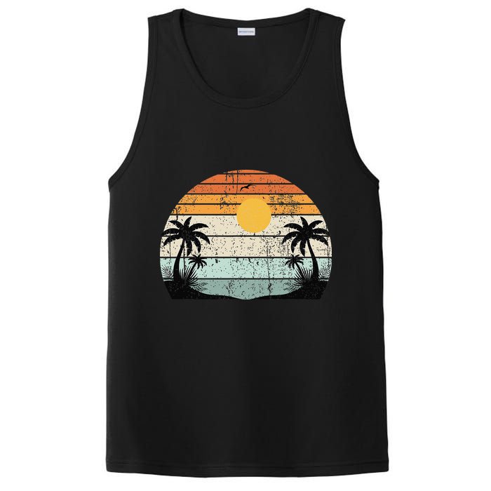 Sunshine Summer Vibes Palm Trees Beach Retro Tropical Summer PosiCharge Competitor Tank