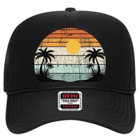 Sunshine Summer Vibes Palm Trees Beach Retro Tropical Summer Hat