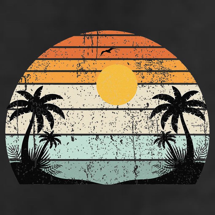 Sunshine Summer Vibes Palm Trees Beach Retro Tropical Summer Hat