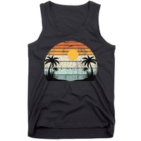 Sunshine Summer Vibes Palm Trees Beach Retro Tropical Summer Tank Top
