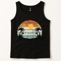 Sunshine Summer Vibes Palm Trees Beach Retro Tropical Summer Tank Top