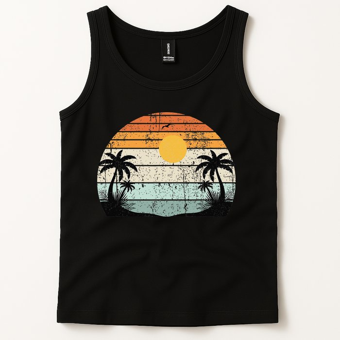 Sunshine Summer Vibes Palm Trees Beach Retro Tropical Summer Tank Top