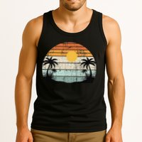 Sunshine Summer Vibes Palm Trees Beach Retro Tropical Summer Tank Top