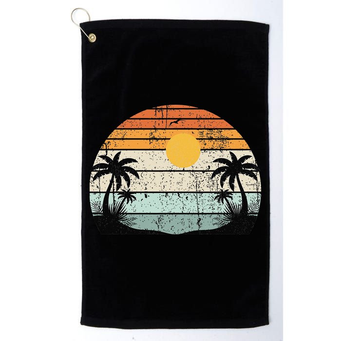 Sunshine Summer Vibes Palm Trees Beach Retro Tropical Summer Golf Towel