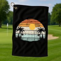 Sunshine Summer Vibes Palm Trees Beach Retro Tropical Summer Golf Towel
