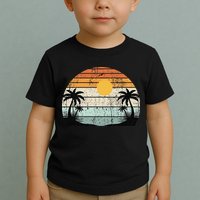 Sunshine Summer Vibes Palm Trees Beach Retro Tropical Summer Toddler T-Shirt