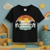 Sunshine Summer Vibes Palm Trees Beach Retro Tropical Summer Toddler T-Shirt