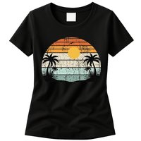 Sunshine Summer Vibes Palm Trees Beach Retro Tropical Summer Womens T-Shirt