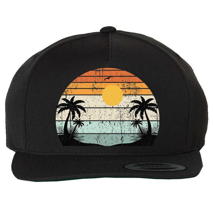 Sunshine Summer Vibes Palm Trees Beach Retro Tropical Summer Wool Snapback Cap