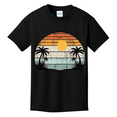 Sunshine Summer Vibes Palm Trees Beach Retro Tropical Summer Kids T-Shirt