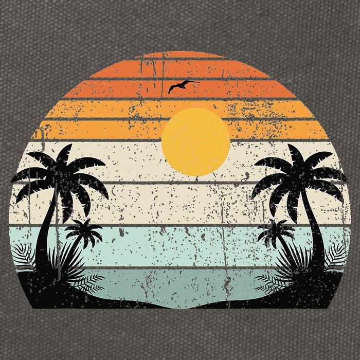 Sunshine Summer Vibes Palm Trees Beach Retro Tropical Summer Cotton Canvas Backpack