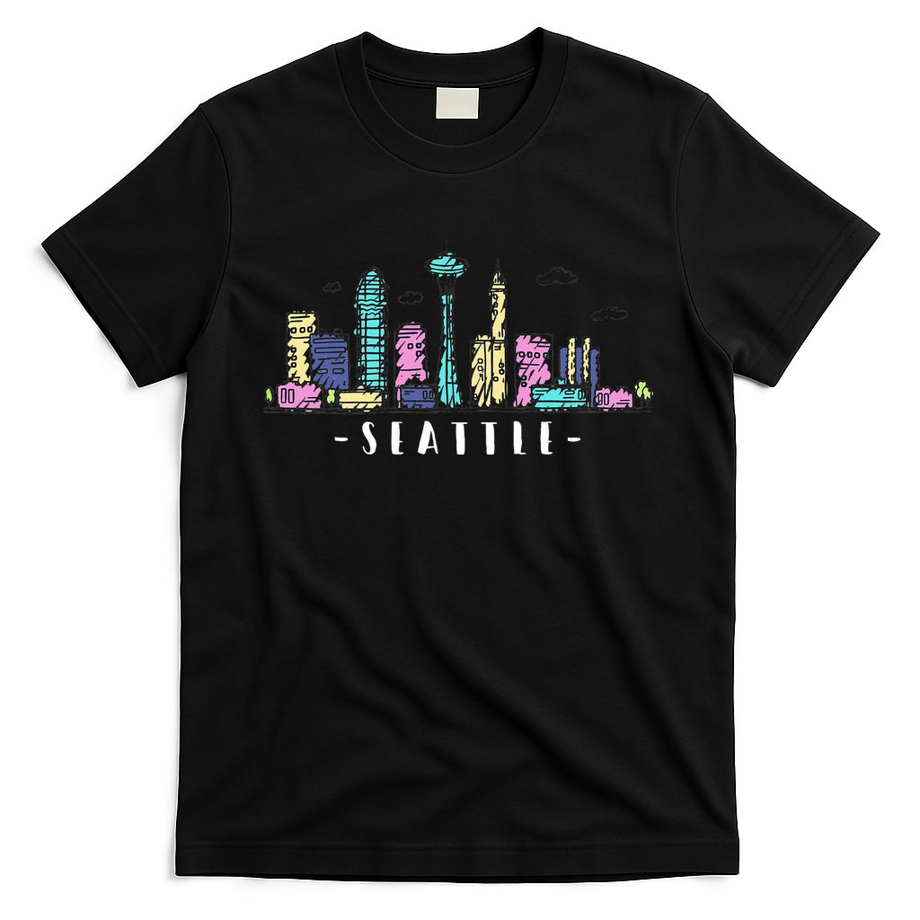Seattle Skyline Washington PNW Vintage T-Shirt