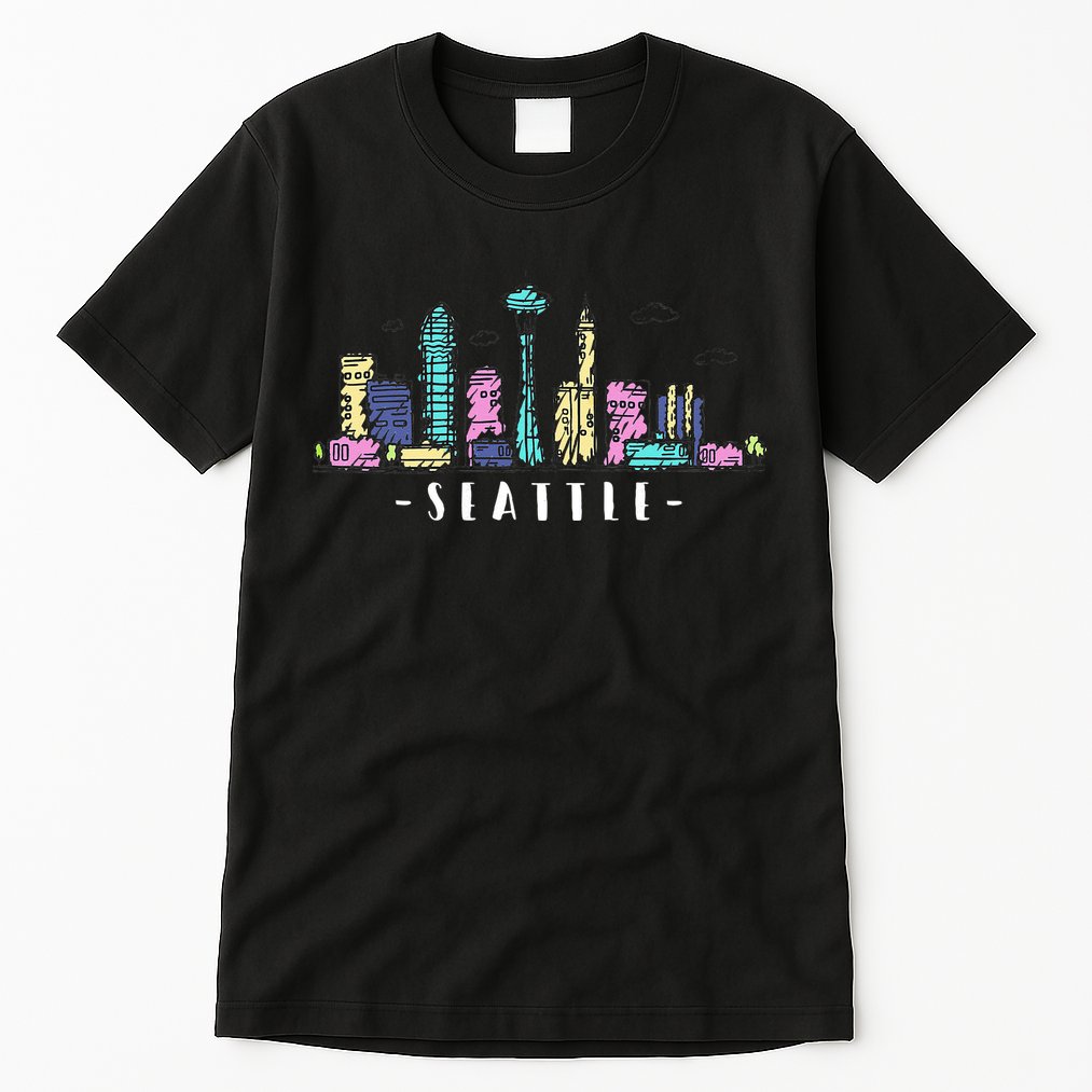 Seattle Skyline Washington PNW Vintage Tall T-Shirt