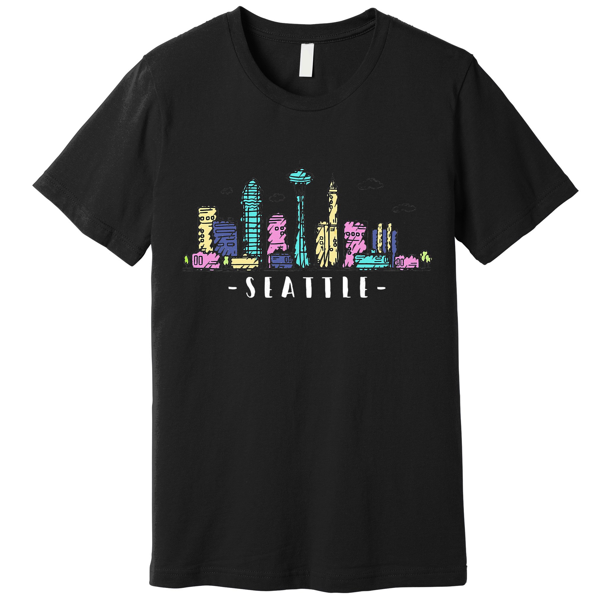 Seattle Skyline Washington PNW Vintage Premium T-Shirt