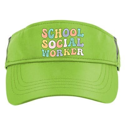 School Social Worker Groovy School Social Worker Crew Great Gift Adult Drive Performance Visor