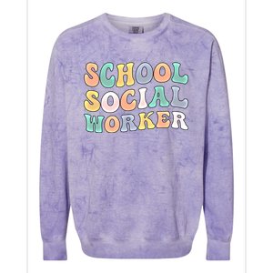 School Social Worker Groovy School Social Worker Crew Great Gift Colorblast Crewneck Sweatshirt