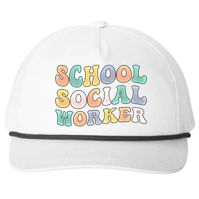 School Social Worker Groovy School Social Worker Crew Great Gift Snapback Five-Panel Rope Hat