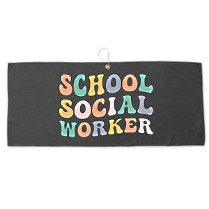 School Social Worker Groovy School Social Worker Crew Great Gift Large Microfiber Waffle Golf Towel