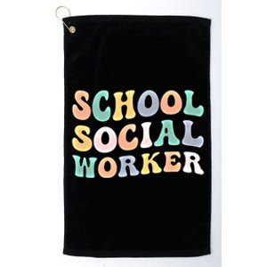 School Social Worker Groovy School Social Worker Crew Great Gift Platinum Collection Golf Towel