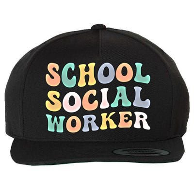 School Social Worker Groovy School Social Worker Crew Great Gift Wool Snapback Cap