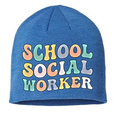 School Social Worker Groovy School Social Worker Crew Great Gift Sustainable Beanie