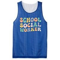 School Social Worker Groovy School Social Worker Crew Great Gift Mesh Reversible Basketball Jersey Tank