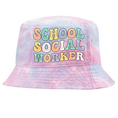 School Social Worker Groovy School Social Worker Crew Great Gift Tie-Dyed Bucket Hat