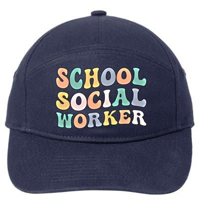 School Social Worker Groovy School Social Worker Crew Great Gift 7-Panel Snapback Hat