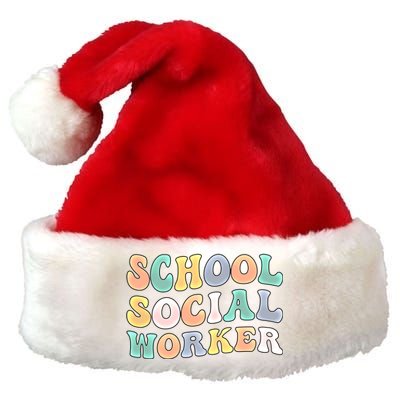 School Social Worker Groovy School Social Worker Crew Great Gift Premium Christmas Santa Hat